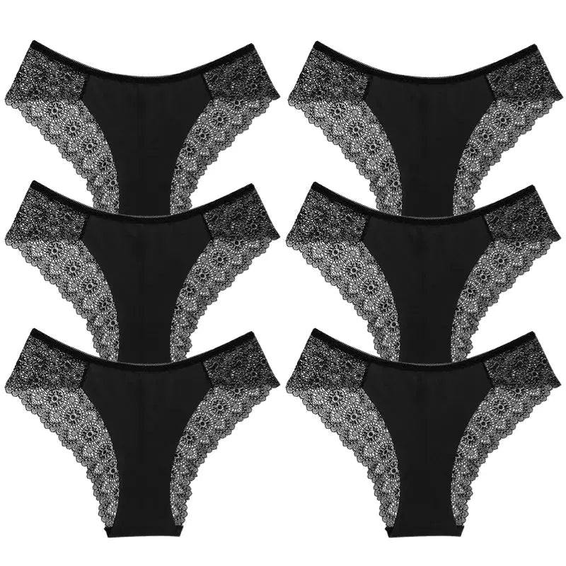 Lot de 6 slips en dentelles sexy pour femme repiranteLot de 6 slips en dentelle sexy pour femme respirante