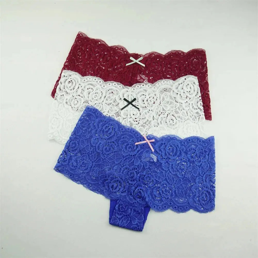 Lot de 3 pièces dentelle boxer grande taille M-XXL-sous-vetement