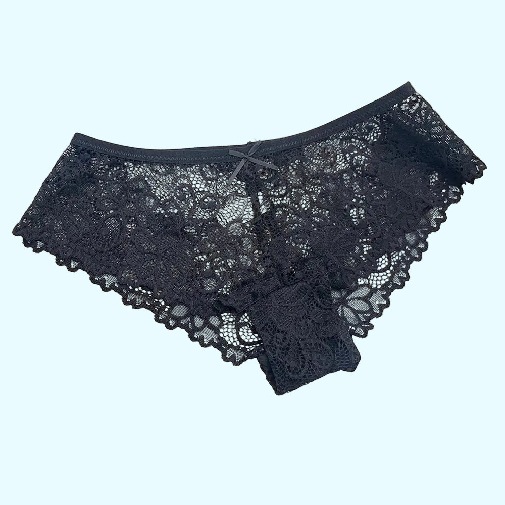 Moonflame 5 PCS Women Briefs Sexy Full Lace Panties Hollow Out Low-waist Female Shorts Soft Solid Color Breathable Underwear Boutique de Lingeries et Accessoires Annie