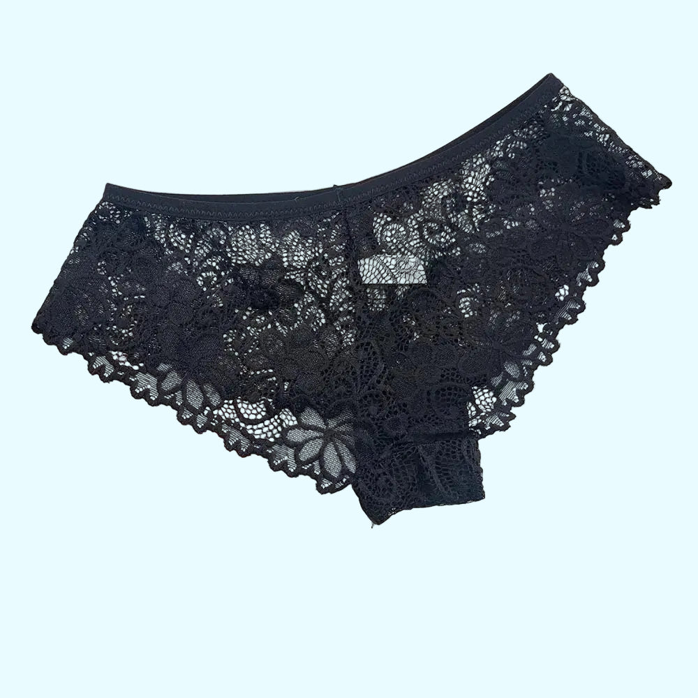 Moonflame 5 PCS Women Briefs Sexy Full Lace Panties Hollow Out Low-waist Female Shorts Soft Solid Color Breathable Underwear Boutique de Lingeries et Accessoires Annie