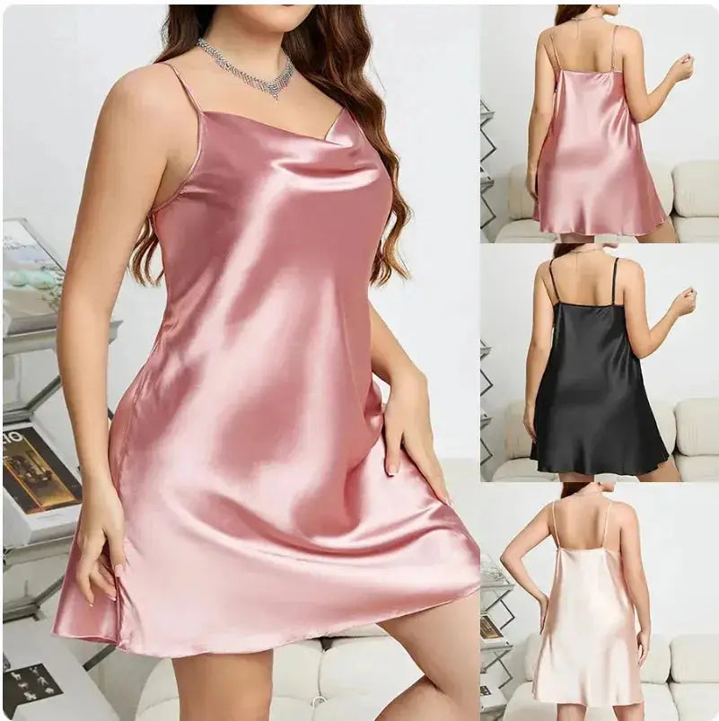 Robe de nuit Grande taille-peignoir ample Satin pour femme