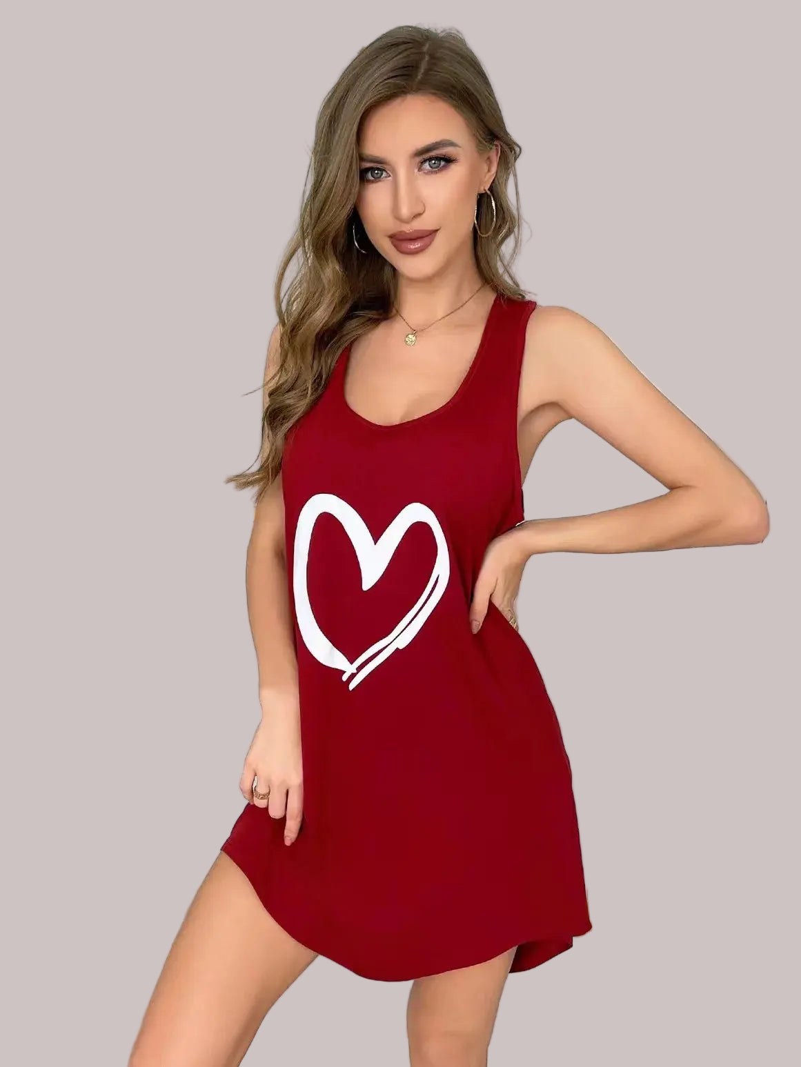 Chemise de nuit sans manches pour femmes