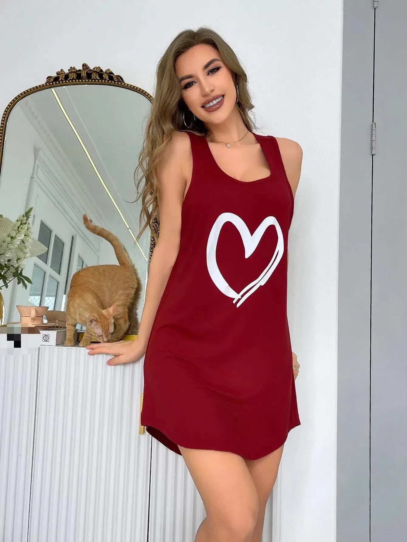 Chemise de nuit sans manches pour femmes