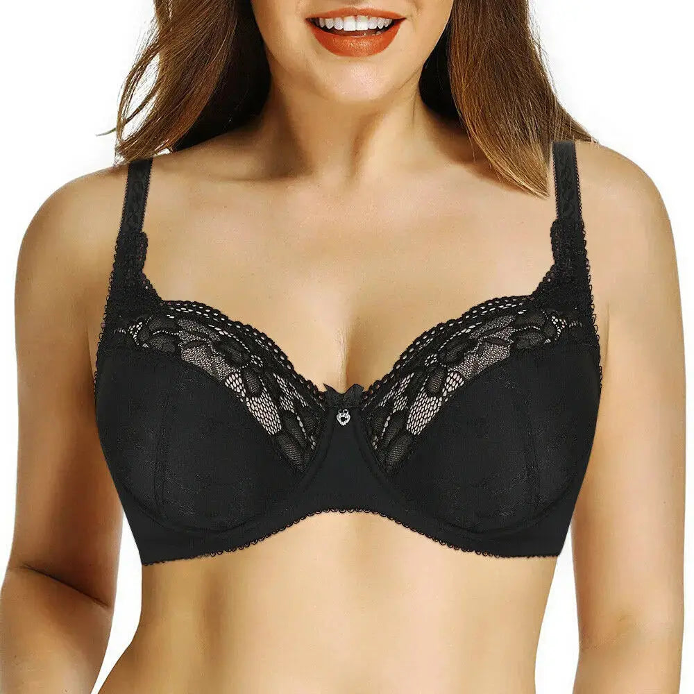 Soutien-gorge grande taille en dentelle broderie florale