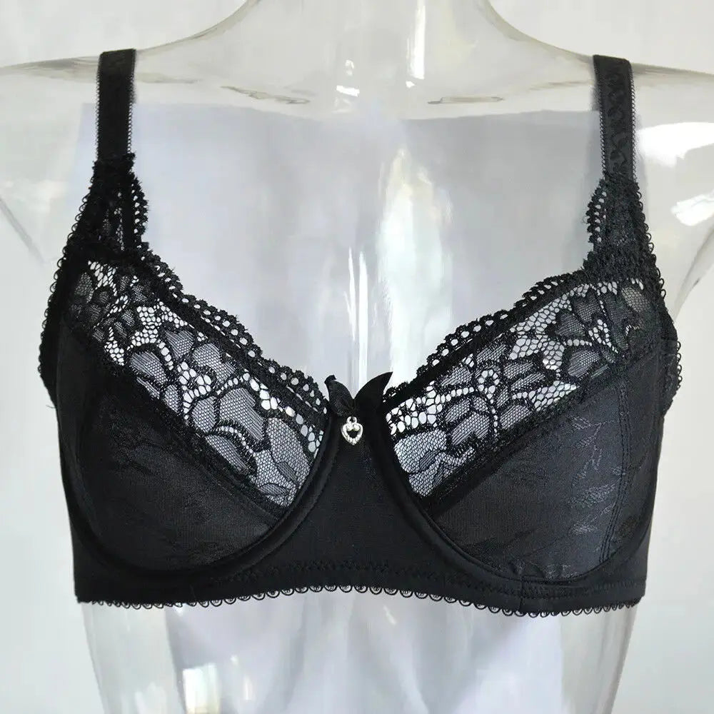 Soutien-gorge grande taille en dentelle broderie florale