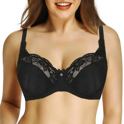 Soutien-gorge grande taille en dentelle broderie florale