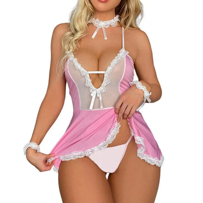 Robe de nuit de servante en dentelle, Sexy Lolita Erotic Uniform