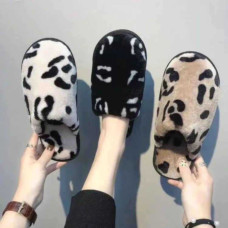 Pantoufle d'hiver à semelle souple pour femmes en peluche