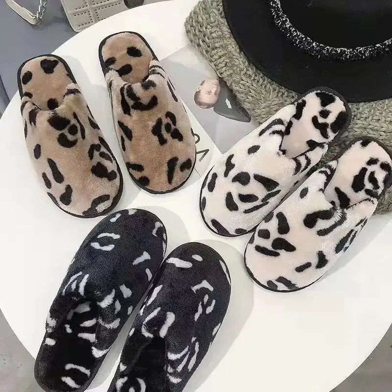 Pantoufle d'hiver à semelle souple pour femmes en peluche