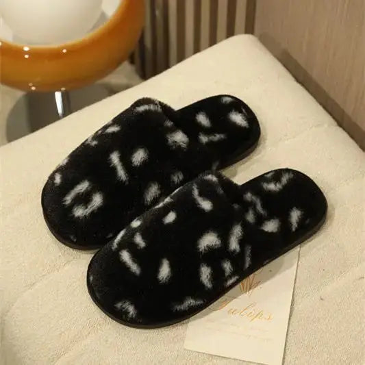 Pantoufle d'hiver à semelle souple pour femmes en peluche