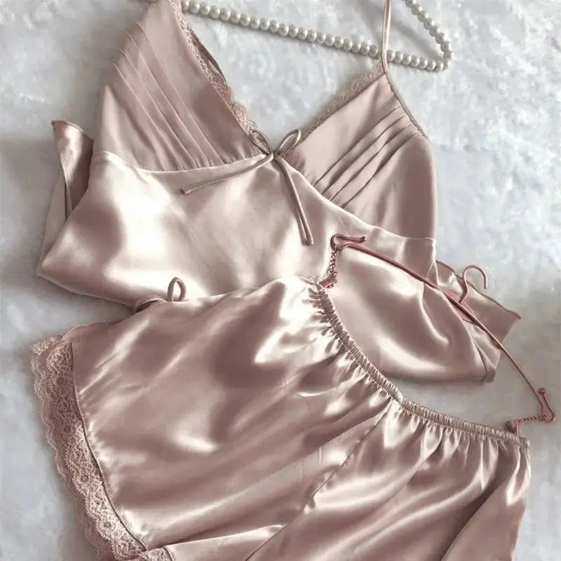 Ensemble Pyjama en satin à lacets pour femmes- grande taille 3XL
