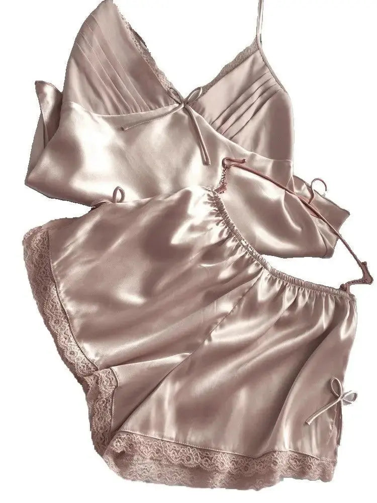 Ensemble Pyjama en satin à lacets pour femmes- grande taille 3XL