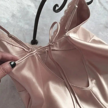 Ensemble Pyjama en satin à lacets pour femmes- grande taille 3XL