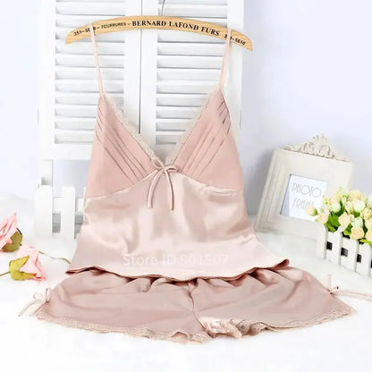 Ensemble Pyjama en satin à lacets pour femmes- grande taille 3XL