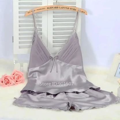 Ensemble Pyjama en satin à lacets pour femmes- grande taille 3XL