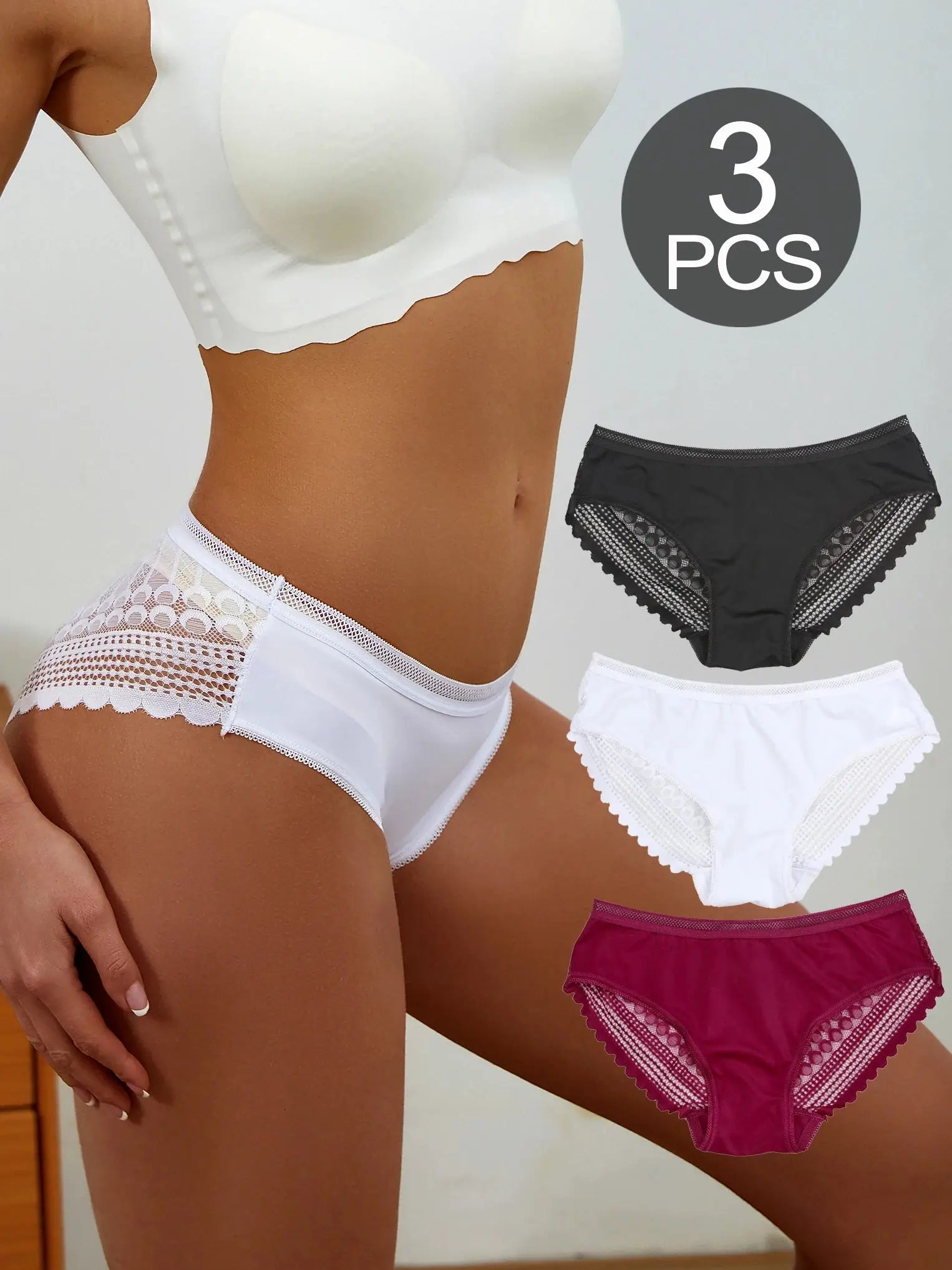 Lot de 03 culottes en dentelle femmes