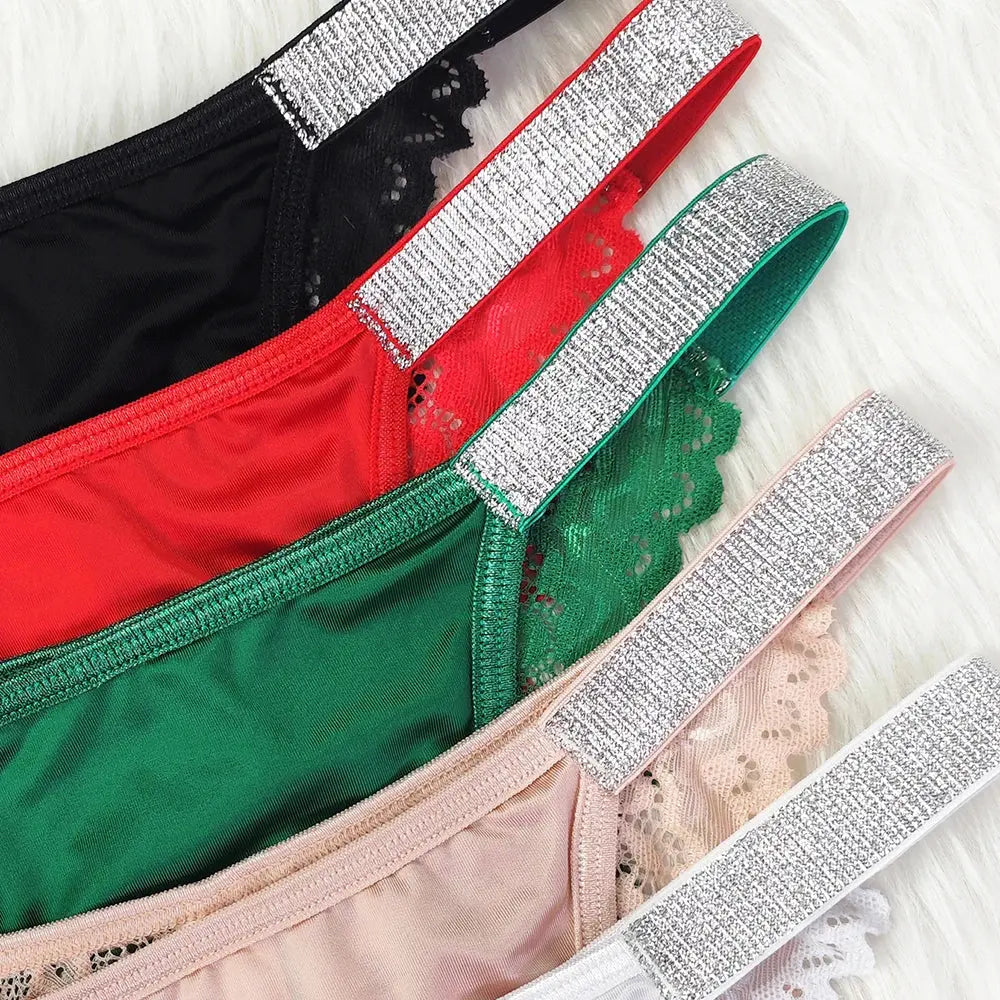 Lot de 05 pièces culotte string broderie taille basse