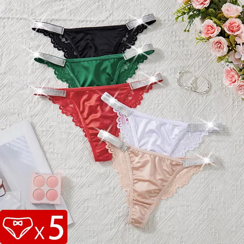 Lot de 05 pièces culotte string broderie taille basse