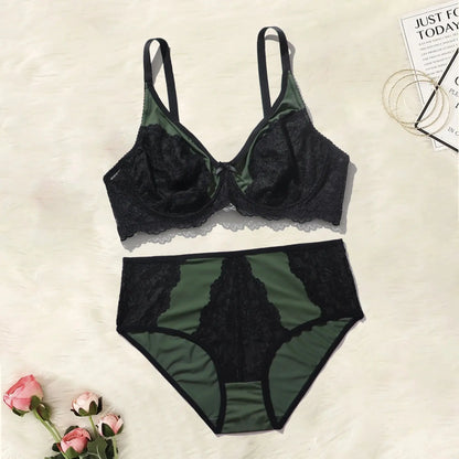 Ensemble soutien-gorge et culotte en dentelle fines couleur contrastée