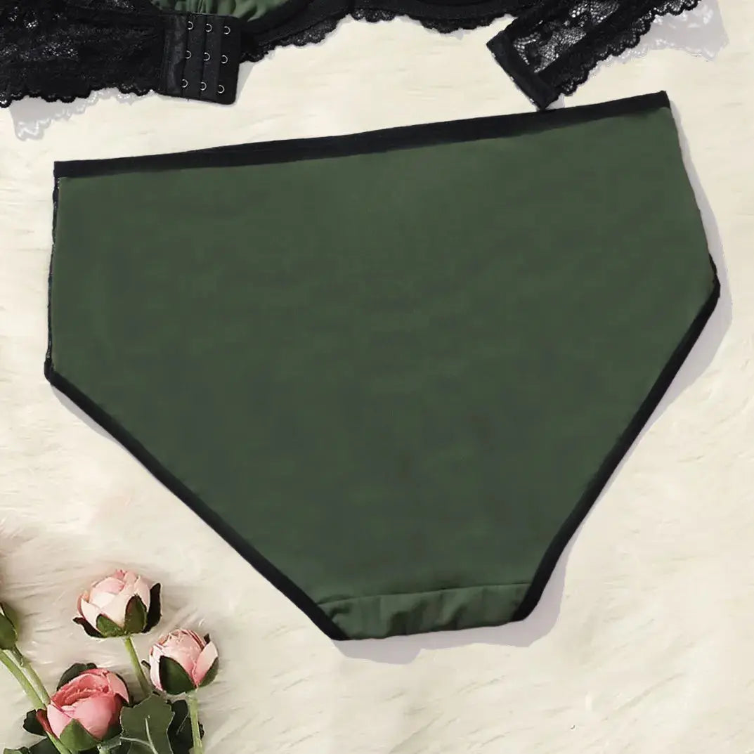 Ensemble soutien-gorge et culotte en dentelle fines couleur contrastée