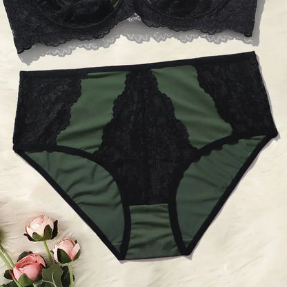Ensemble soutien-gorge et culotte en dentelle fines couleur contrastée