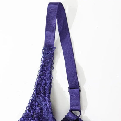 Soutien-gorge à armature couleur unie en dentelle floral