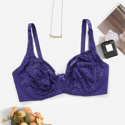 Soutien-gorge à armature couleur unie en dentelle floral