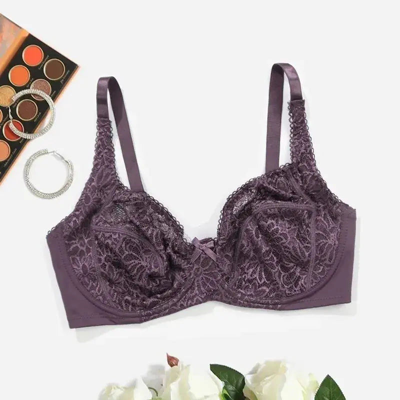 Soutien-gorge à armature couleur unie en dentelle floral