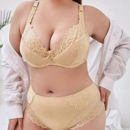 Ensemble soutien-gorge et culotte mince armatures grande taille