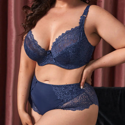 Ensemble soutien-gorge et culotte mince armatures grande taille