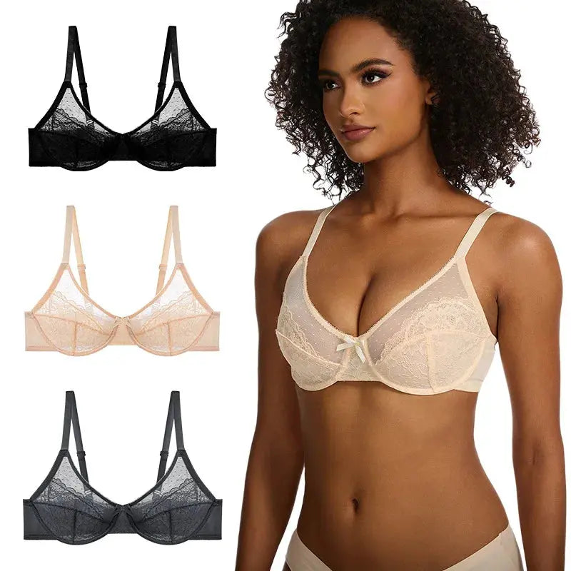 Soutien-gorge sexy en dentelle florale fin couleur unie Lingerie sexy annie