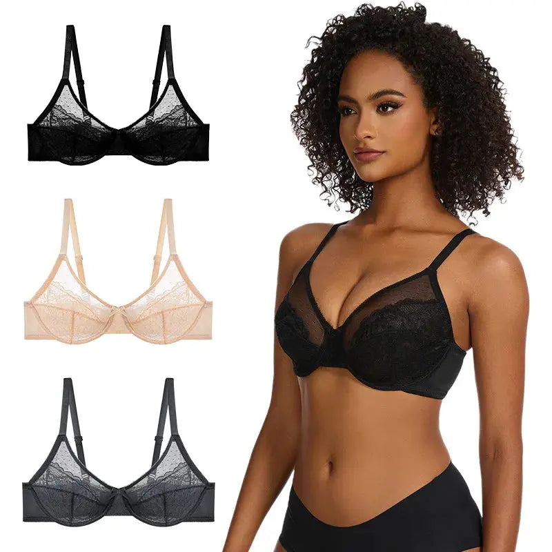 Soutien-gorge sexy en dentelle florale fin couleur unie Lingerie sexy annie