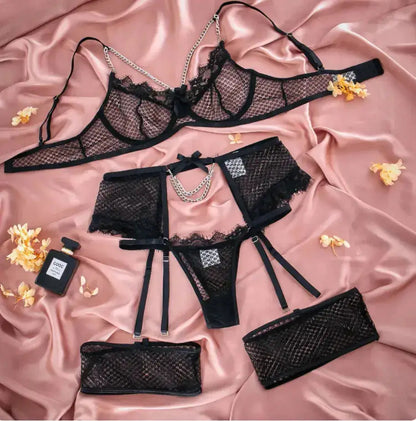 Ensemble Lingerie Brassière quatre pieces Sensuelle Sexy- vetement de nuit