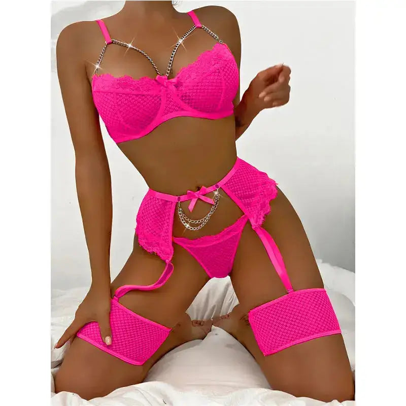 Ensemble Lingerie Brassière quatre pieces Sensuelle Sexy- vetement de nuit