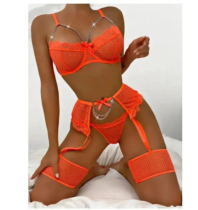 Ensemble Lingerie Brassière quatre pieces Sensuelle Sexy- vetement de nuit