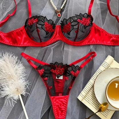Ensemble Lingerie deux pièces brodée florale Lingeries et Accessoires Annie