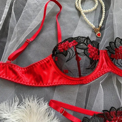 Ensemble Lingerie deux pièces brodée florale Lingeries et Accessoires Annie