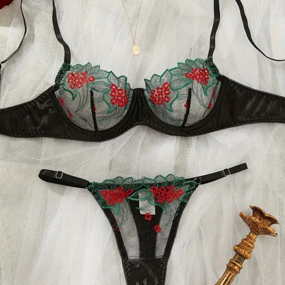 Ensemble Lingerie deux pièces brodée florale Lingeries et Accessoires Annie