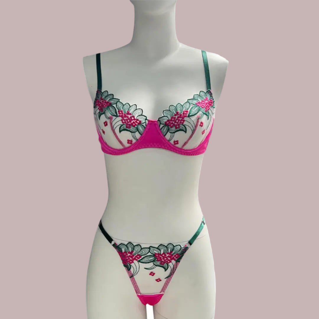 Ensemble Lingerie deux pièces brodée florale Lingeries et Accessoires Annie