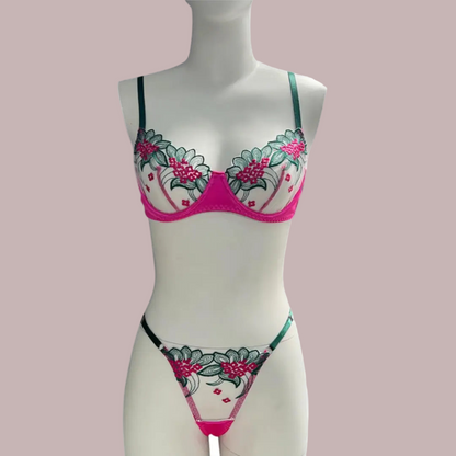 Ensemble Lingerie deux pièces brodée florale Lingeries et Accessoires Annie