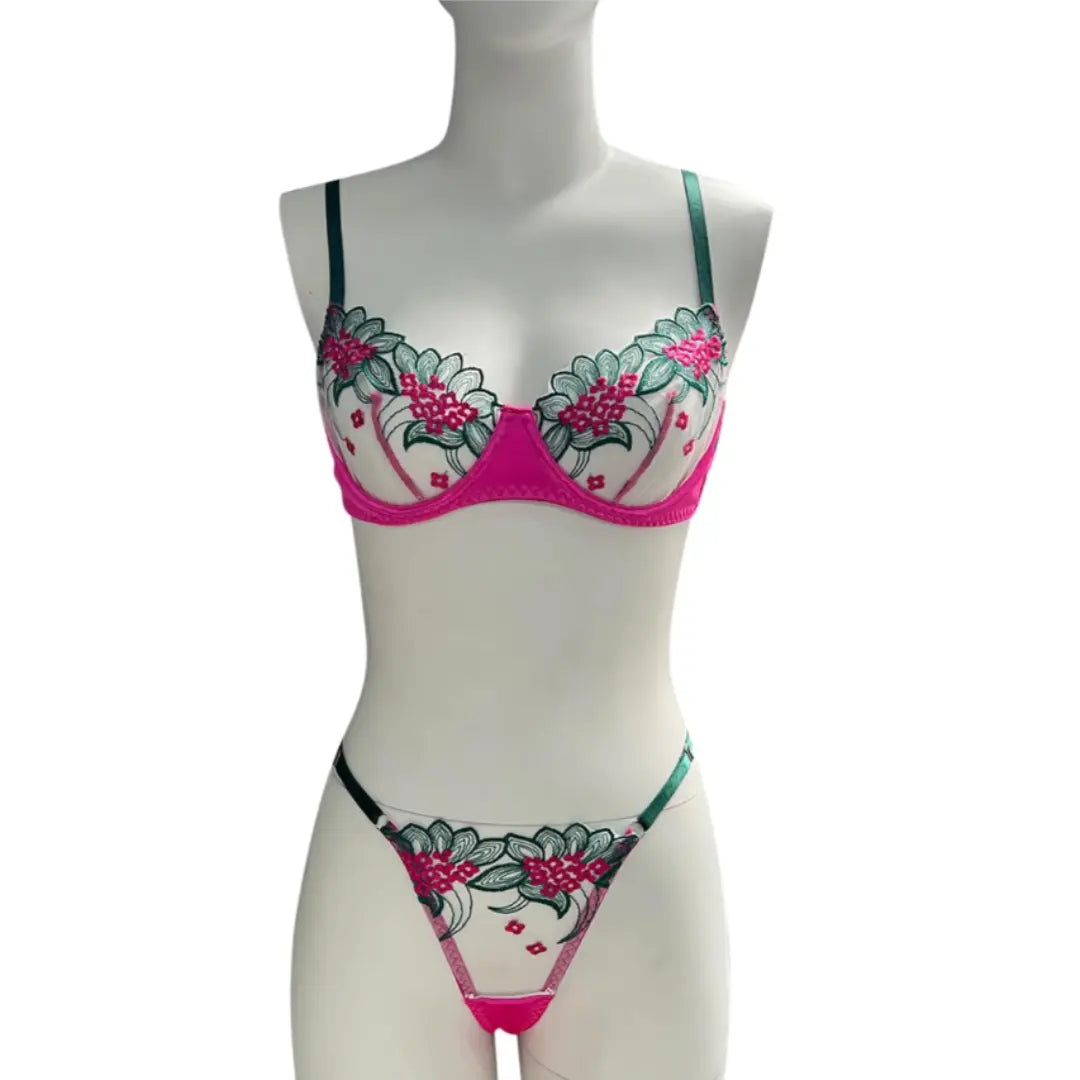Ensemble Lingerie deux pièces brodée florale Lingeries et Accessoires Annie