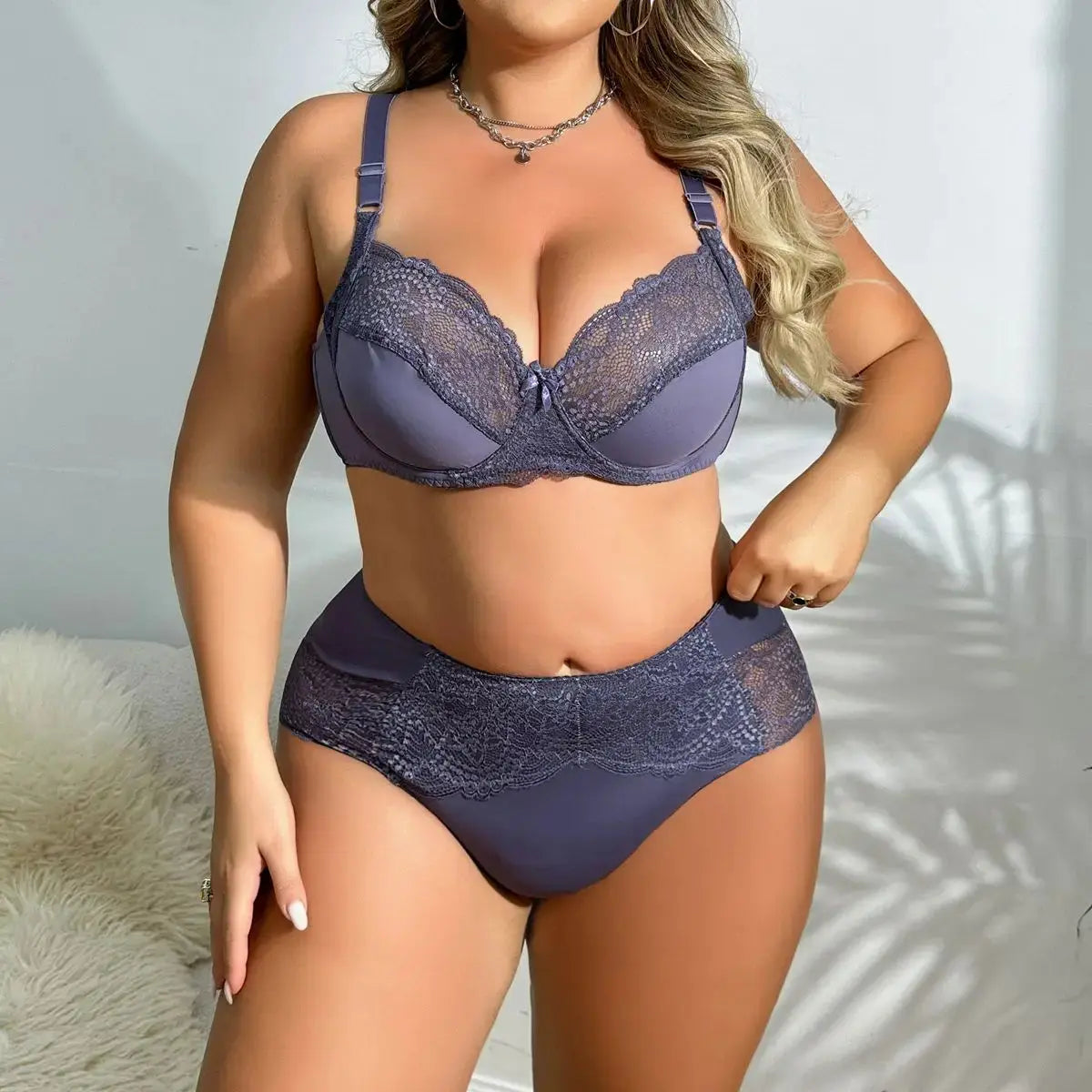 Ensemble de soutien gorge  culotte deux pieces dentelle grande taille