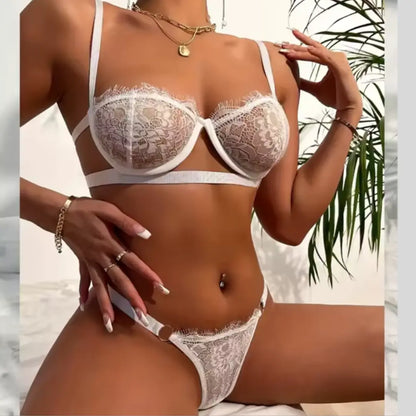 Ensemble fleural lingerie deux pieces assortis en dentelle