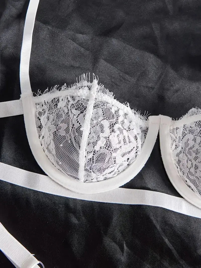 Ensemble fleural lingerie deux pieces assortis en dentelle