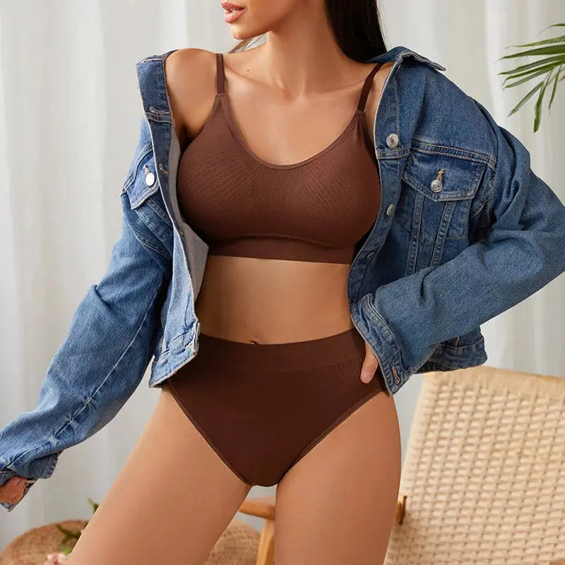 Ensemble  sans couture soutien-gorge et culottes-sous vetement sexy