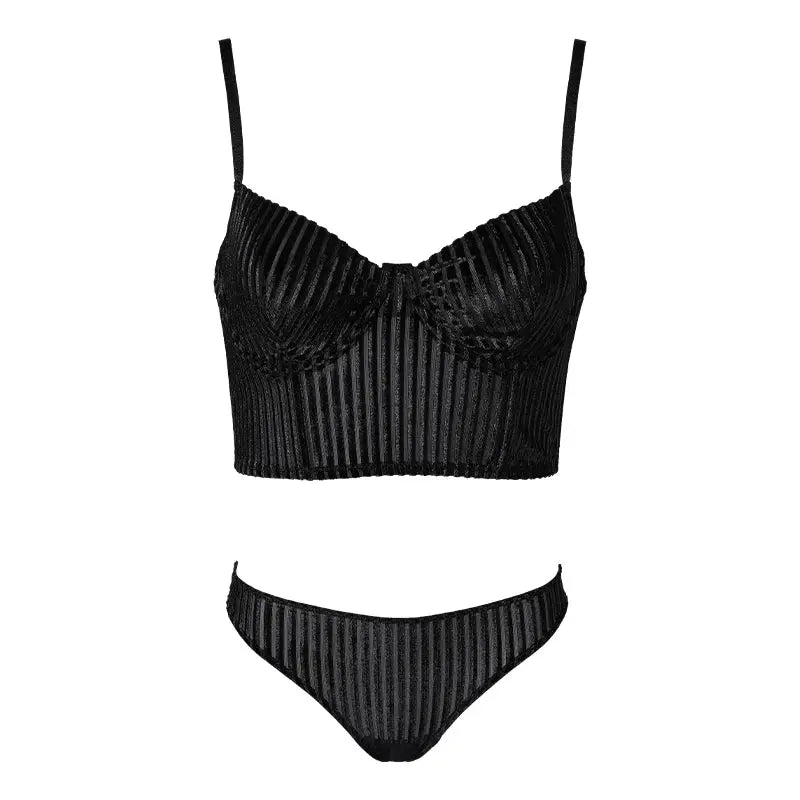Ensemble soutien-gorge et slip côtelé à armatures, sous vetement femme