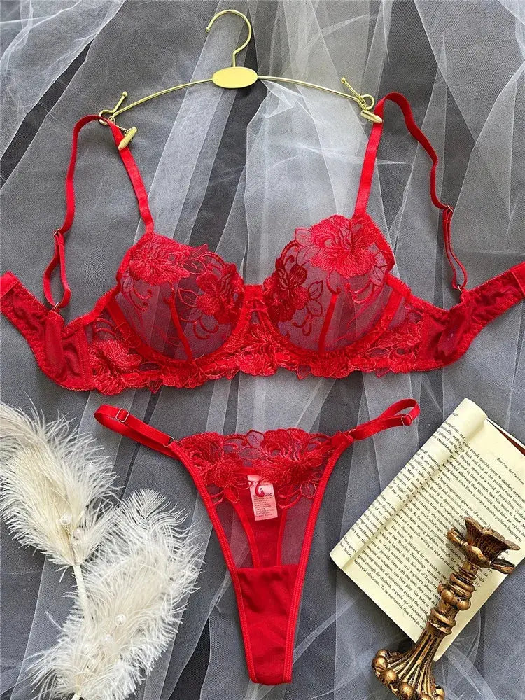 Ensembles De Lingerie sexy en Dentelle Broderie pour femme