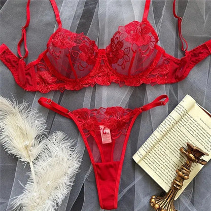 Ensembles De Lingerie sexy en Dentelle Broderie pour femme