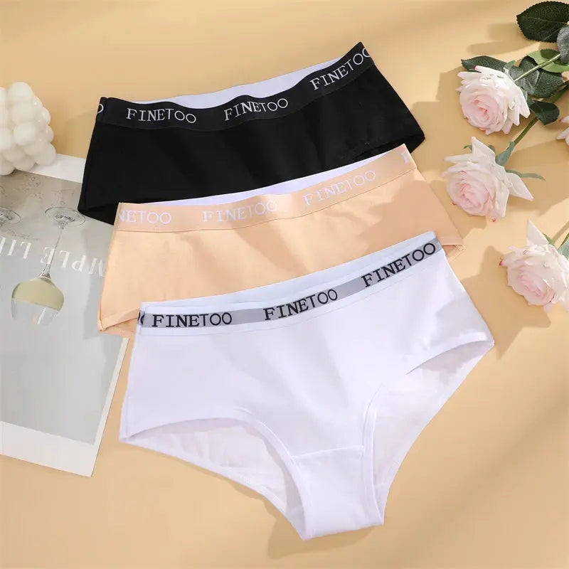 Lot de 03 pièces culotte coton ceinture taille basse femme