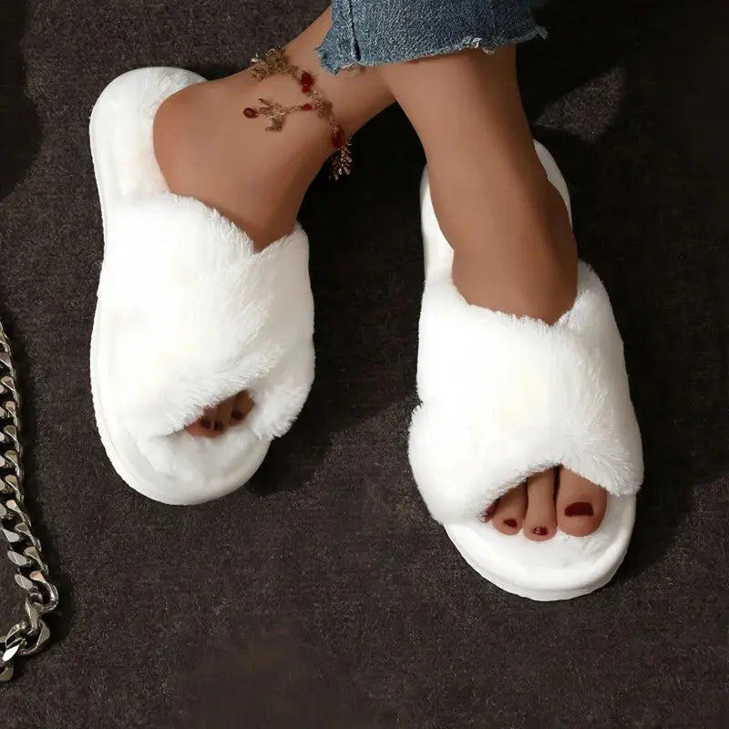 Pantoufle femmes intérieur chaude en peluche